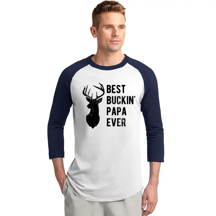 Best Buckin Papa Ever Funny Deer Hunter Gift Baseball Sleeve Shirt