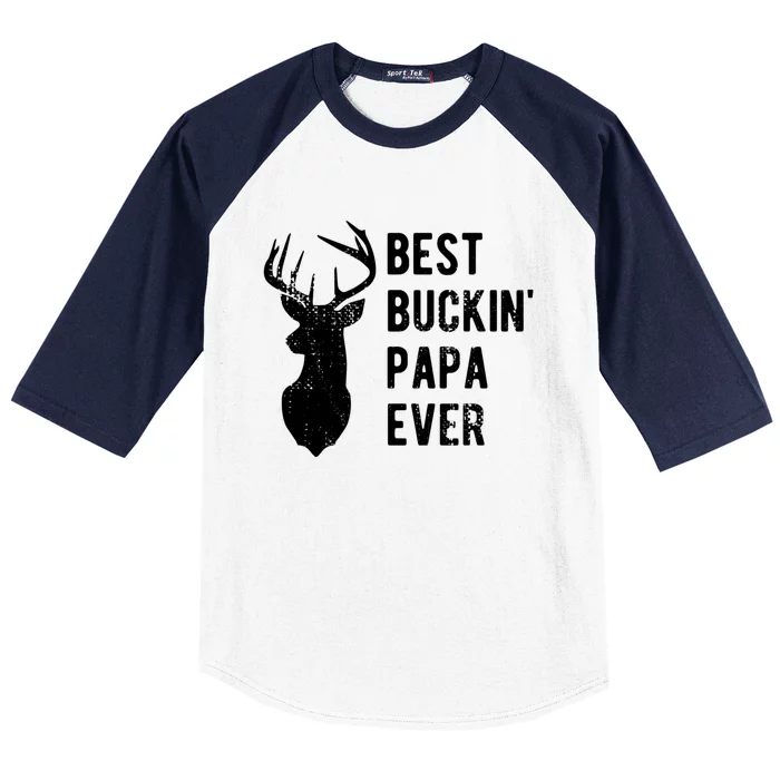 Best Buckin Papa Ever Funny Deer Hunter Gift Baseball Sleeve Shirt