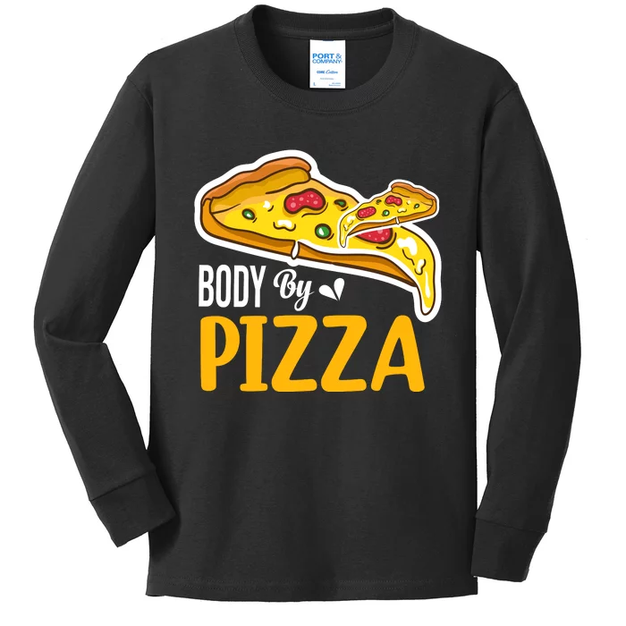 Body By Pizza Graphic Plus Size Shirt For Girl Boy Kids Long Sleeve Shirt