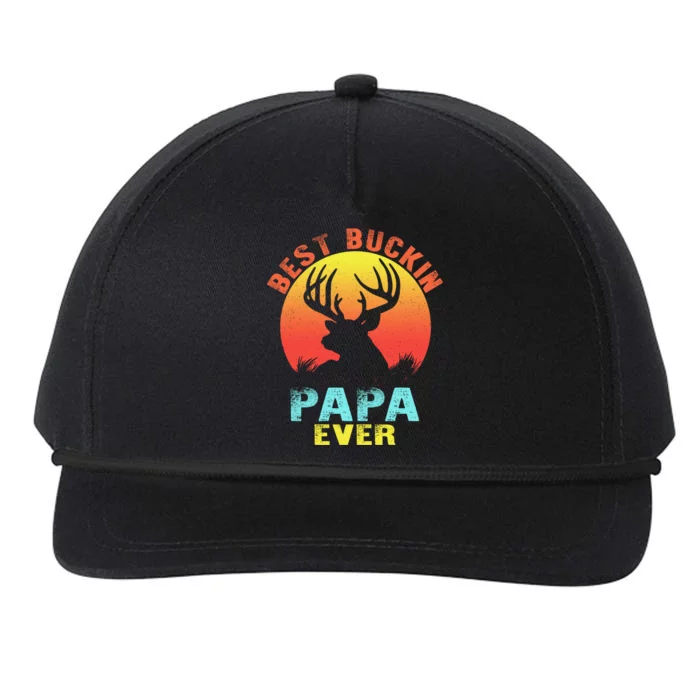 Best Buckin Papa Ever Funny Deer Hunting Fathers Day Gift Cute Gift Snapback Five-Panel Rope Hat