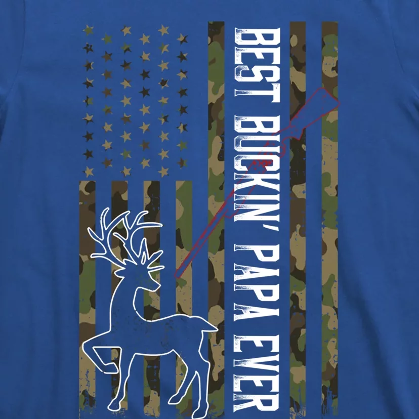 Best Buckin Papa Ever Gift Camo Deer Hunting Bucking Gift T-Shirt