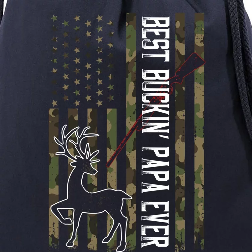 Best Buckin Papa Ever Gift Camo Deer Hunting Bucking Gift Drawstring Bag