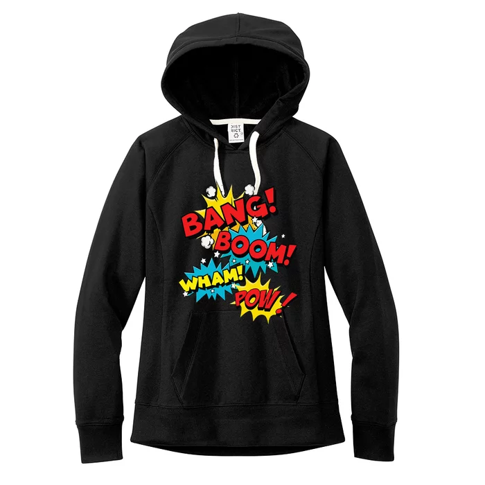 Bang Boom Pow Wham Comic Bubbles Women's Fleece Hoodie