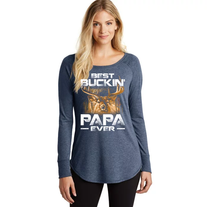 Best Buckin Papa Ever Gift Deer Hunting Bucking Father Gift Women's Perfect Tri Tunic Long Sleeve Shirt