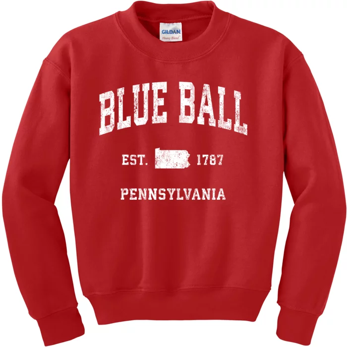 Blue Ball Pennsylvania Pa Vintage Athletic Sports Kids Sweatshirt