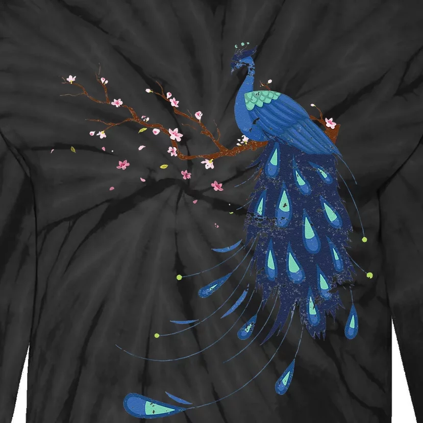 Beautiful Blossom Peacock Tie-Dye Long Sleeve Shirt