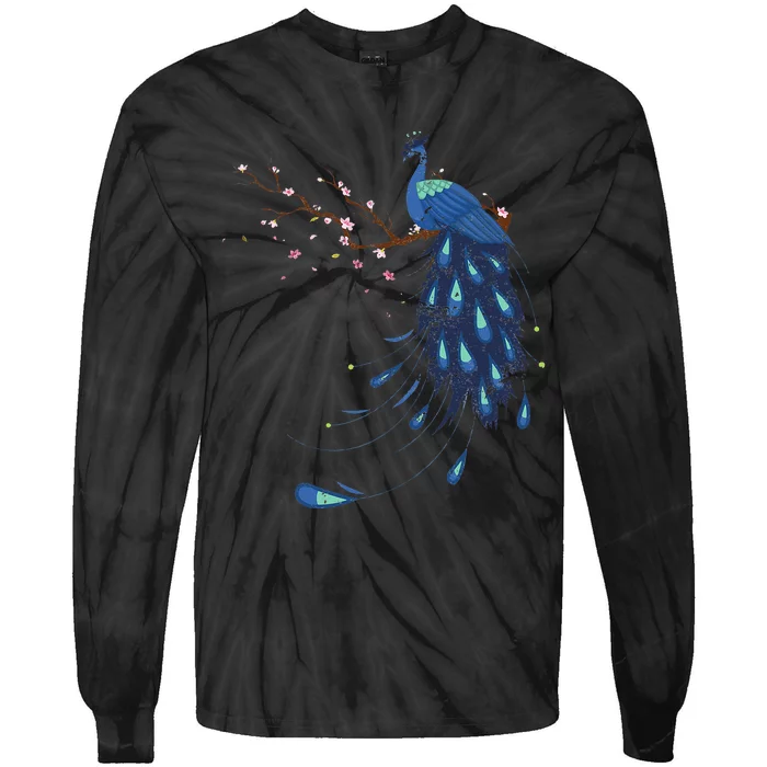 Beautiful Blossom Peacock Tie-Dye Long Sleeve Shirt