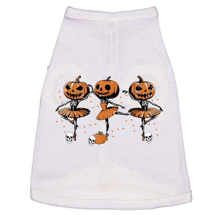 Ballet Ballerina Pumpkin Skeletons Halloween Doggie Tank