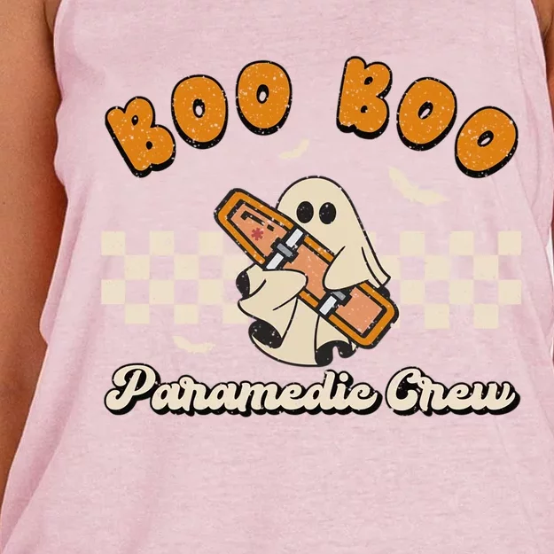 Boo Boo Paramedic Crew Retro Halloween Emt Spooky Ghost Team Great Gift Women's Knotted Racerback Tank