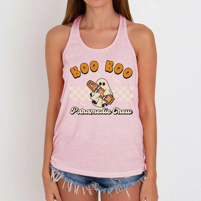 Boo Boo Paramedic Crew Retro Halloween Emt Spooky Ghost Team Great Gift Women's Knotted Racerback Tank