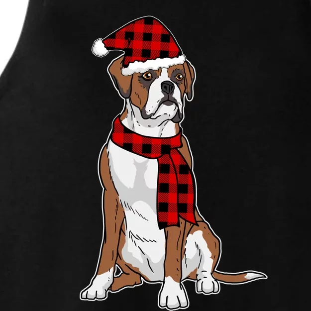 Boxer Buffalo Plaid Boxer Dog Lover Christmas Gift Ladies Tri-Blend Wicking Tank