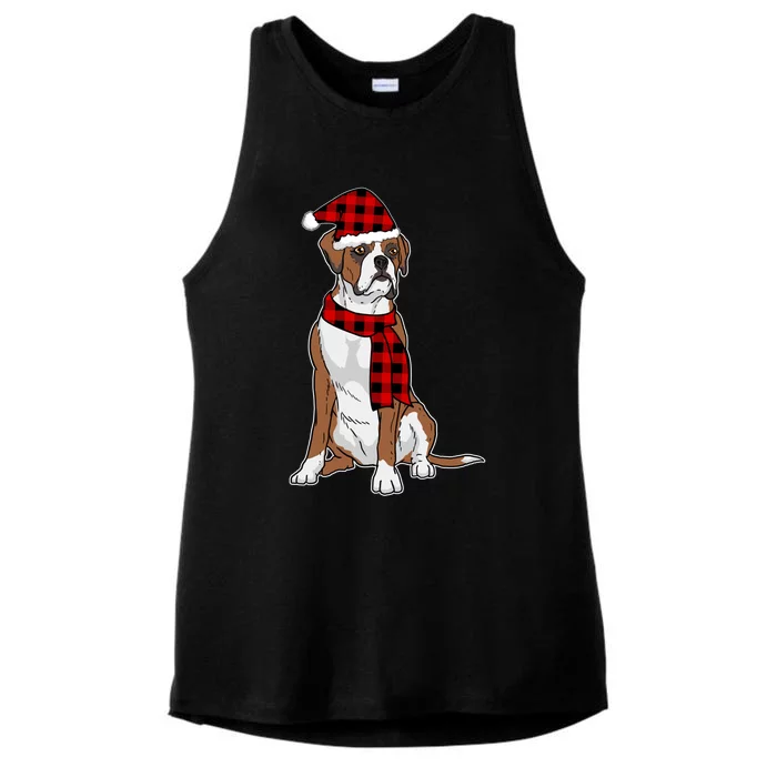 Boxer Buffalo Plaid Boxer Dog Lover Christmas Gift Ladies Tri-Blend Wicking Tank