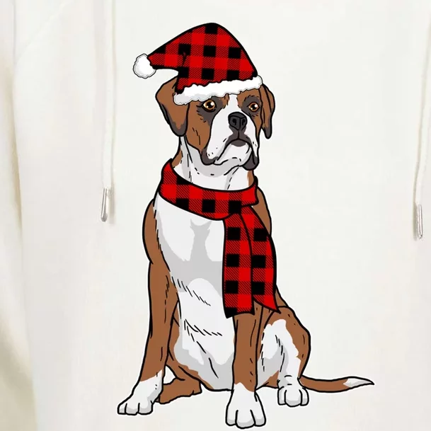 Boxer Buffalo Plaid Boxer Dog Lover Christmas Gift Womens Funnel Neck Pullover Hood