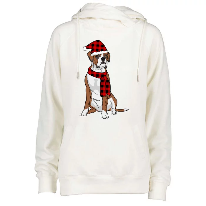 Boxer Buffalo Plaid Boxer Dog Lover Christmas Gift Womens Funnel Neck Pullover Hood