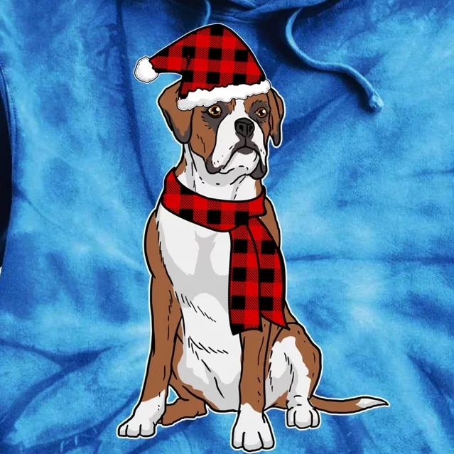 Boxer Buffalo Plaid Boxer Dog Lover Christmas Gift Tie Dye Hoodie