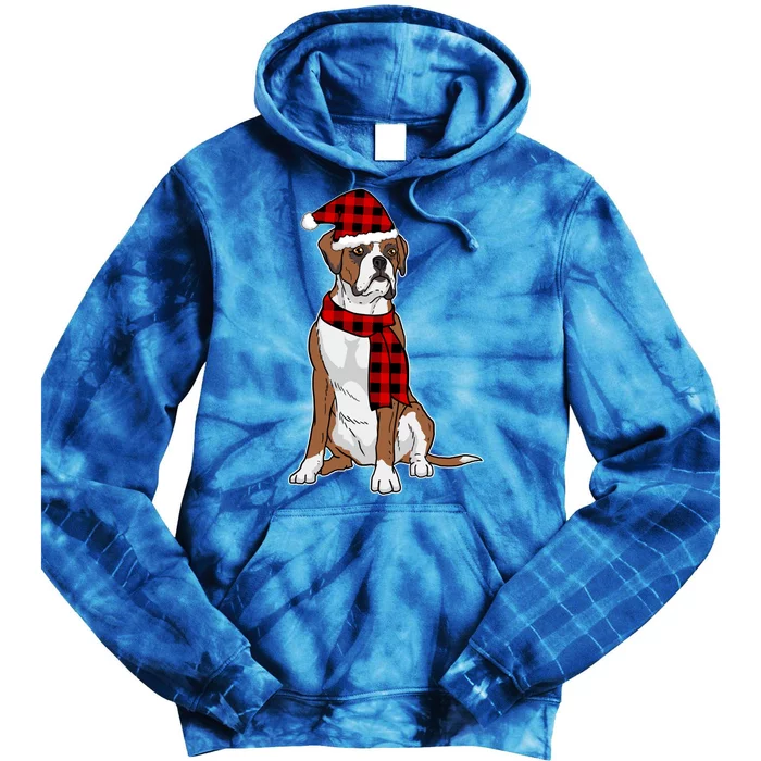 Boxer Buffalo Plaid Boxer Dog Lover Christmas Gift Tie Dye Hoodie