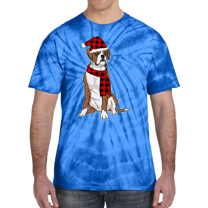 Boxer Buffalo Plaid Boxer Dog Lover Christmas Gift Tie-Dye T-Shirt