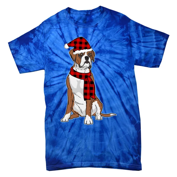 Boxer Buffalo Plaid Boxer Dog Lover Christmas Gift Tie-Dye T-Shirt