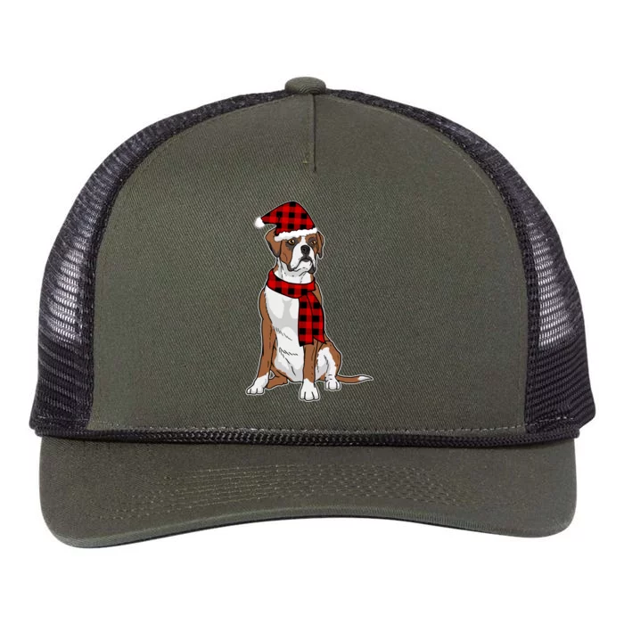 Boxer Buffalo Plaid Boxer Dog Lover Christmas Gift Retro Rope Trucker Hat Cap