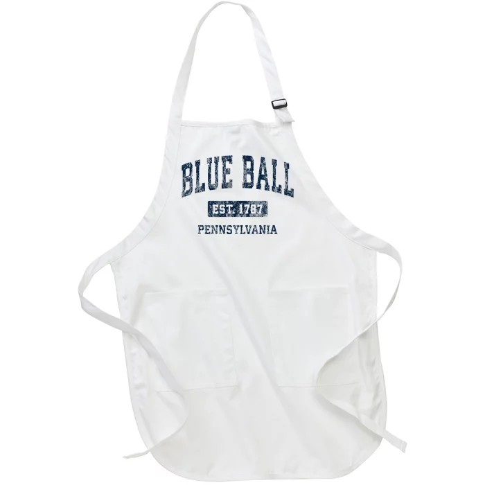 Blue Ball Pennsylvania PA Vintage Athletic Sports Design Full-Length Apron With Pocket