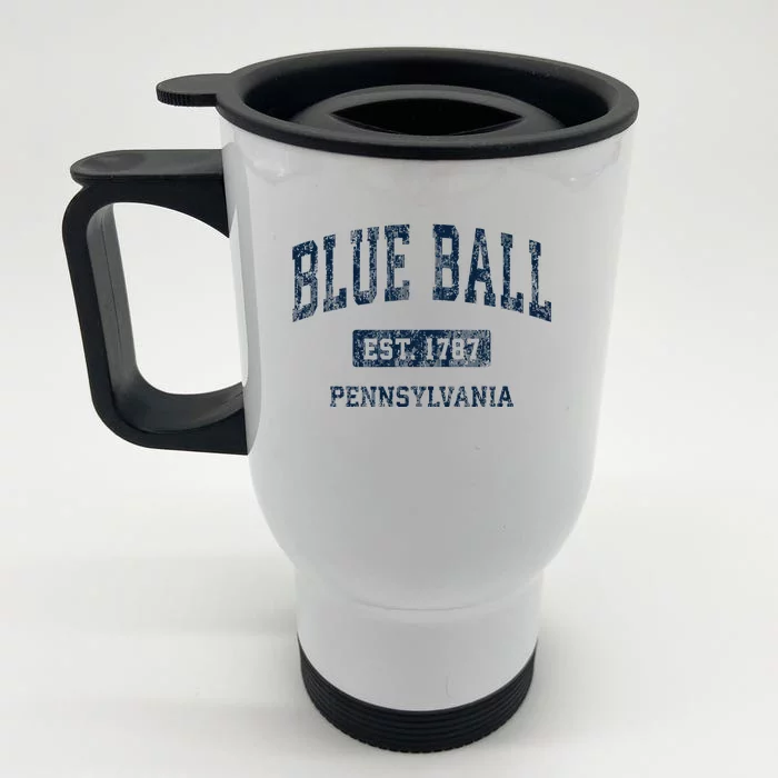 Blue Ball Pennsylvania PA Vintage Athletic Sports Design Front & Back Stainless Steel Travel Mug