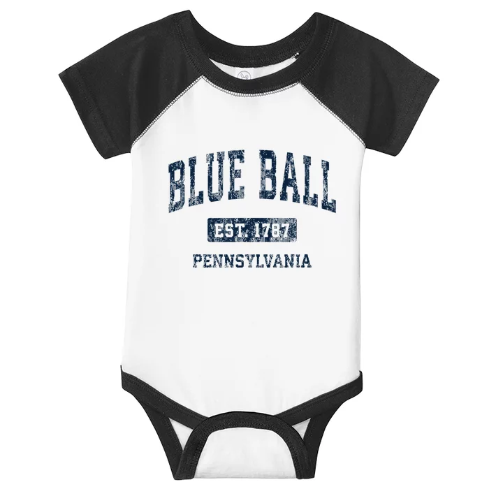 Blue Ball Pennsylvania PA Vintage Athletic Sports Design Infant Baby Jersey Bodysuit