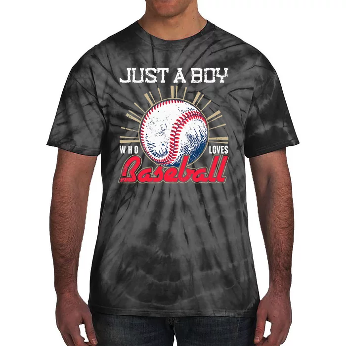 Ball Baseball Player Just A Who Loves Baseball Tie-Dye T-Shirt