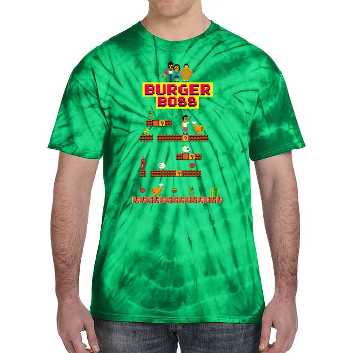 Burger Boss Pixel Art Tie-Dye T-Shirt