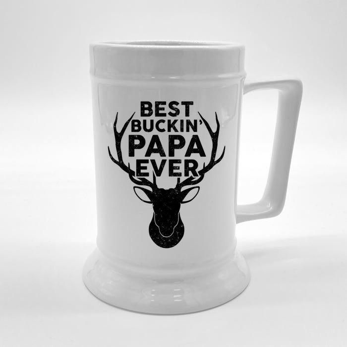 Best Buckin Papa Ever Funny Deer Hunter Fathers Day Hunting Gift Front & Back Beer Stein