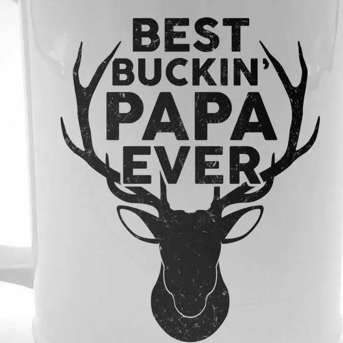 Best Buckin Papa Ever Funny Deer Hunter Fathers Day Hunting Gift Front & Back Beer Stein