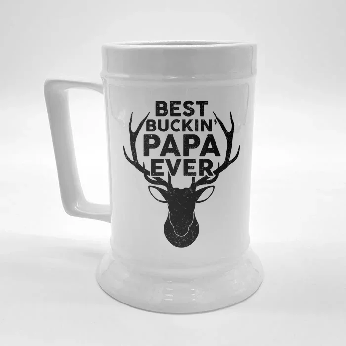 Best Buckin Papa Ever Funny Deer Hunter Fathers Day Hunting Gift Front & Back Beer Stein