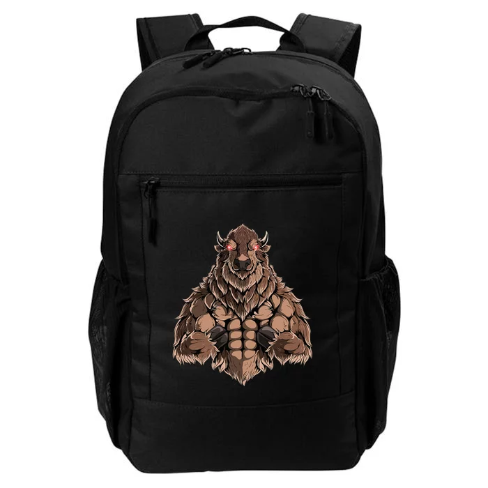 Bison Buffalo Powerlifter Workout Gym Installing Muscles Daily Commute Backpack