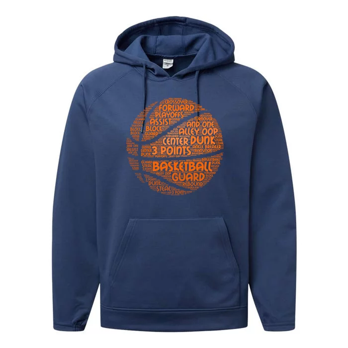 Basketball Ball Players Cute Gift Hoops Streetball Baller Basketball Great Gift Performance Fleece Hoodie