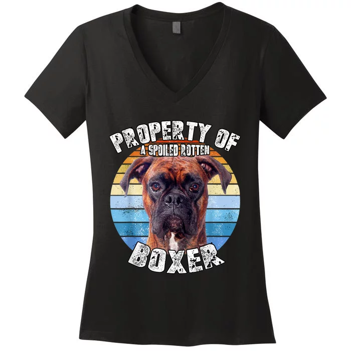 Boxer Brindle Property Of Women's V-Neck T-Shirt