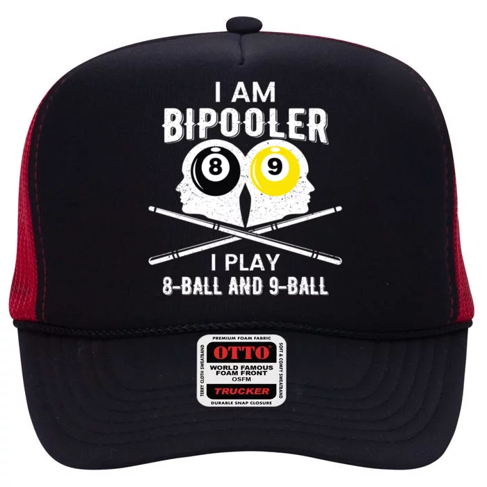 Bipolar Bipooler Pool Player Pool Billiards Gift 8 Ball 9 Meaningful Gift High Crown Mesh Trucker Hat