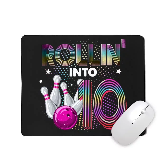 Bowling Birthday Party Rollin Into 10 10th Birthday Vintage Mousepad