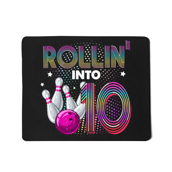 Bowling Birthday Party Rollin Into 10 10th Birthday Vintage Mousepad