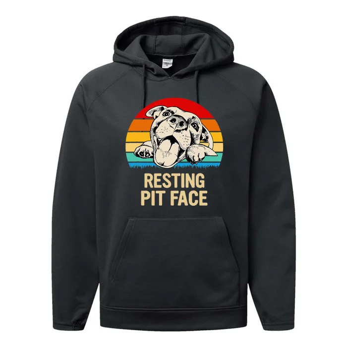 Bombshell Bullies Pit Bull Rescue Resting Pit Face Performance Fleece Hoodie