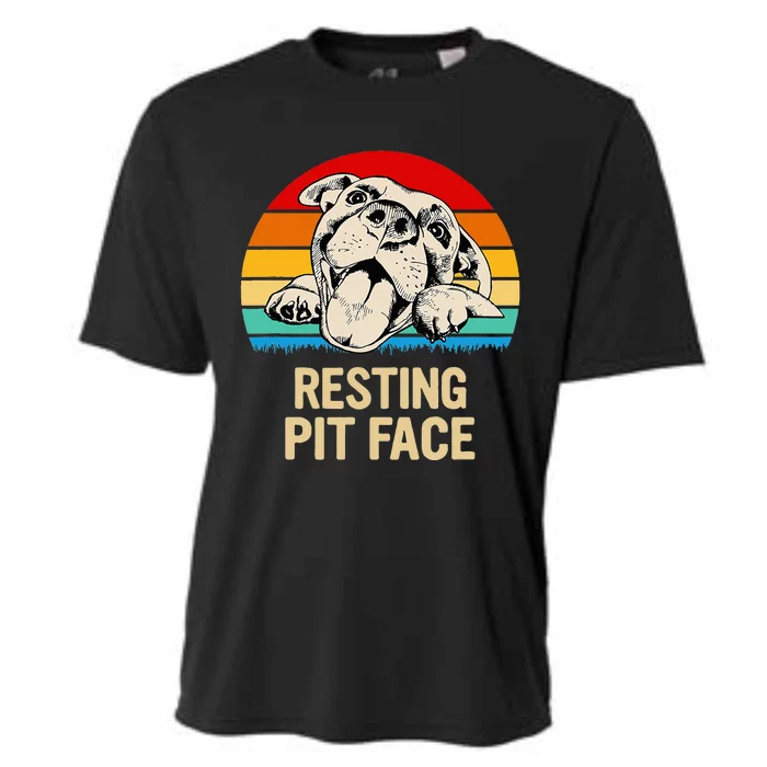 Bombshell Bullies Pit Bull Rescue Resting Pit Face Cooling Performance Crew T-Shirt