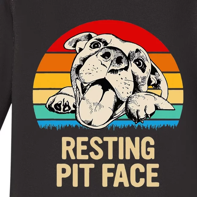 Bombshell Bullies Pit Bull Rescue Resting Pit Face Baby Long Sleeve Bodysuit