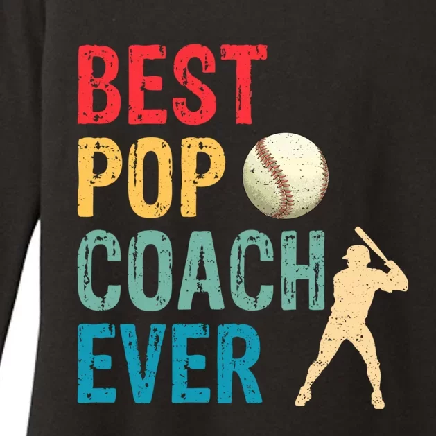 Baseball Best Pop Coach Ever Retro Game Day Fathers Day Funny Gift Womens CVC Long Sleeve Shirt