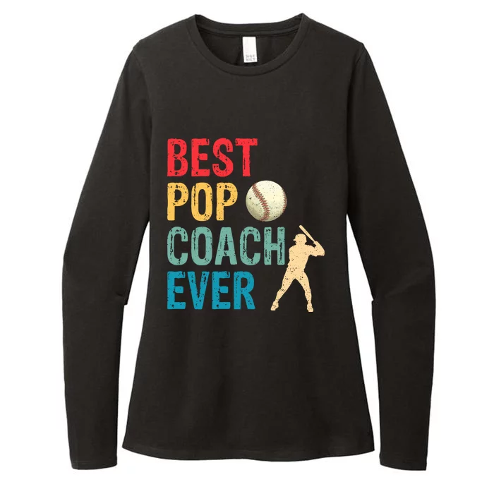 Baseball Best Pop Coach Ever Retro Game Day Fathers Day Funny Gift Womens CVC Long Sleeve Shirt