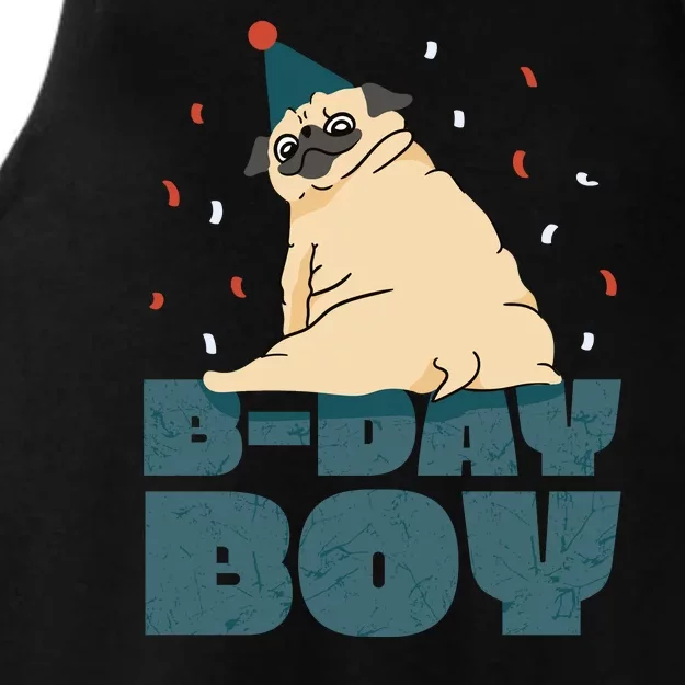 Birthday Boy Pug Ladies Tri-Blend Wicking Tank