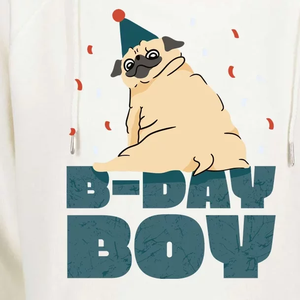 Birthday Boy Pug Womens Funnel Neck Pullover Hood