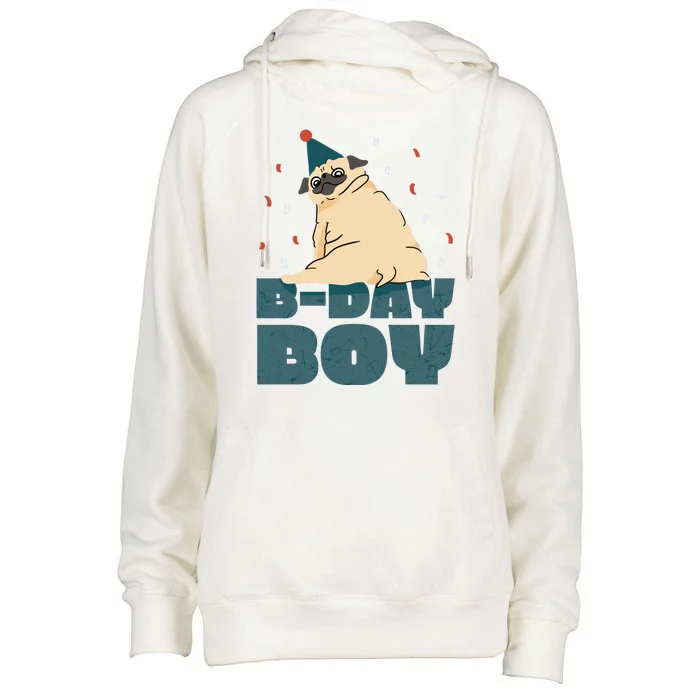 Birthday Boy Pug Womens Funnel Neck Pullover Hood