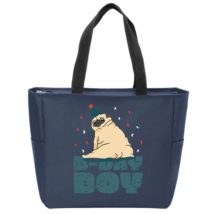 Birthday Boy Pug Zip Tote Bag