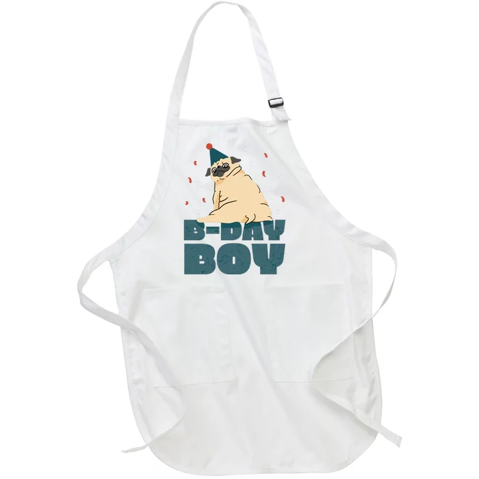 Birthday Boy Pug Full-Length Apron With Pocket