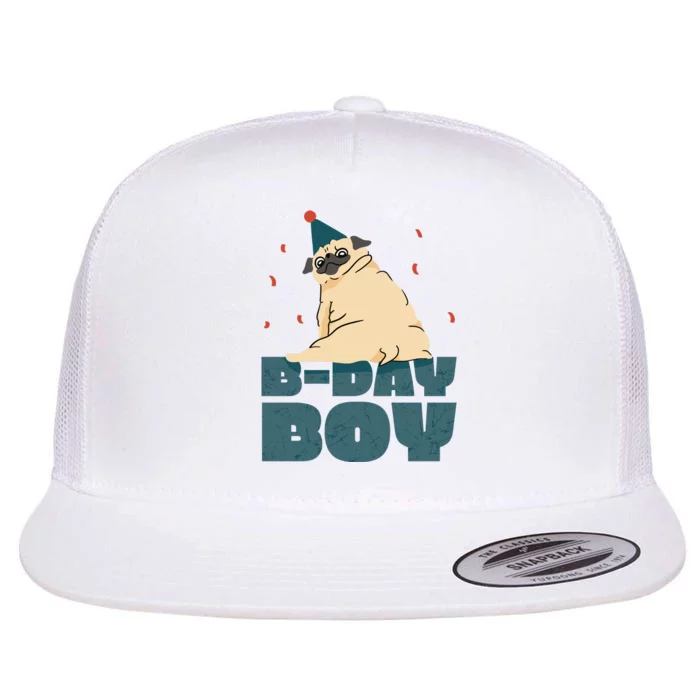 Birthday Boy Pug Flat Bill Trucker Hat