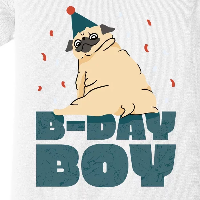 Birthday Boy Pug Baby Bodysuit