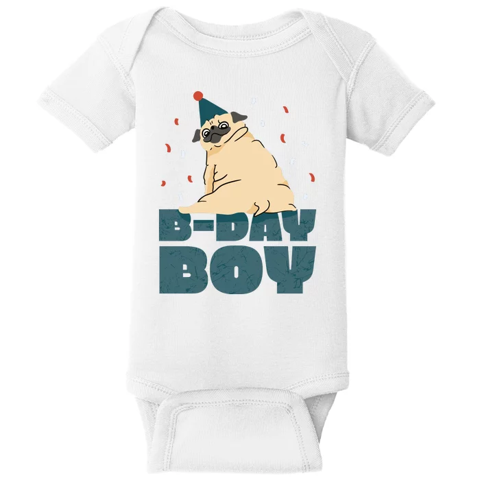 Birthday Boy Pug Baby Bodysuit